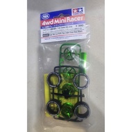 TAMIYA 95666 Fully Cowled Mini 4WD 30th Anniv. Super Hard Low Profile tires & Matte Green Plated Whe