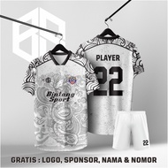 Setelan Jersey Bola Dewasa Baju Bola Futsal White Grunge Free Nama