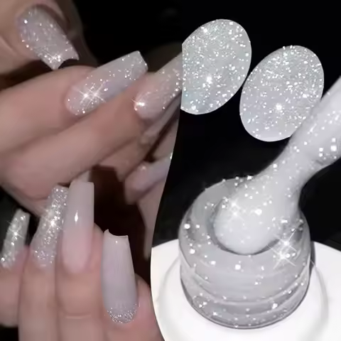 MIANEL 1pcs 12ML Popular Cute Nails White Jimeng Wedding Dress Fine Strobe Glitter Gel Nail Polish N