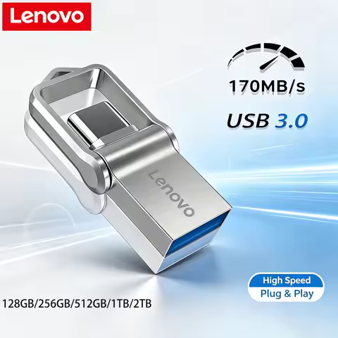 Original Lenovo U Disk 2TB High Speed USB 3.0 Flash Drives Type-C Metal Pendrive 1TB Portable Memory