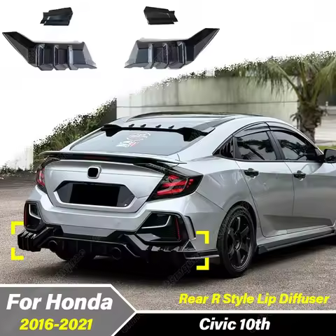 For Honda 10th Civic Hatchback FK4 FK7 2016 2017 2018 2019 2020 2021Rear Bumper R Style Lip Diffuser