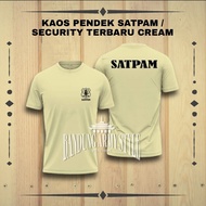 kaos satpam terbaru cream.kaos security cream /kaos satpam putih / kaos kerah tinggi satpam cream