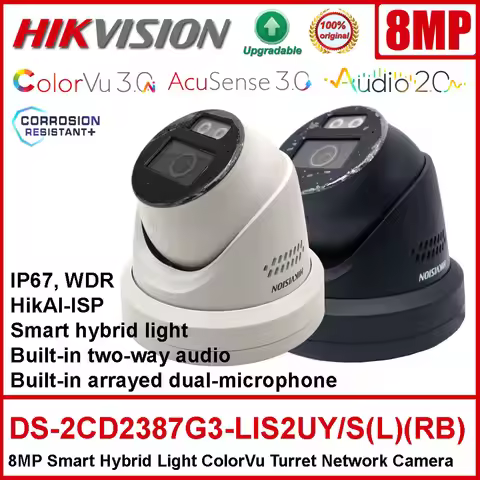 Hikvision 4K DS-2CD2387G3-LIS2UY/SL/SRB 8MP Smart Hybrid Light POE IP67 Two-way Audio2.0 ColorVu3.0 