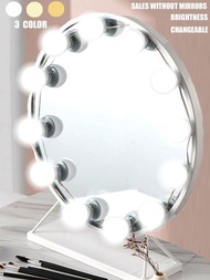 1入USB供電4/6/8/10/12/14燈泡梳妝鏡燈，好萊塢風格化妝鏡燈，可調節色彩和亮度，適用於補充鏡前燈光，浴室梳妝台照明，宣傳LED牆燈