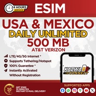 eSIM USA & Mexico Daily Unlimited 500 MB Data | eSIM Activated Instantly
