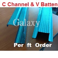 2" x 3" C Channel Blue 1" x 2" V Batten Blue Biru Besi Bumbung C Besi Bumbung V Rack Pasu Bunga Kerusi