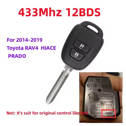 2 Buttons Remote Control 433Mhz H Chip For Toyota RAV4 HIACE LAND CRUISER PRADO Denso 12BDS 2014-201