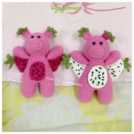 Red dragon fruit teddy bear, white dragon fruit