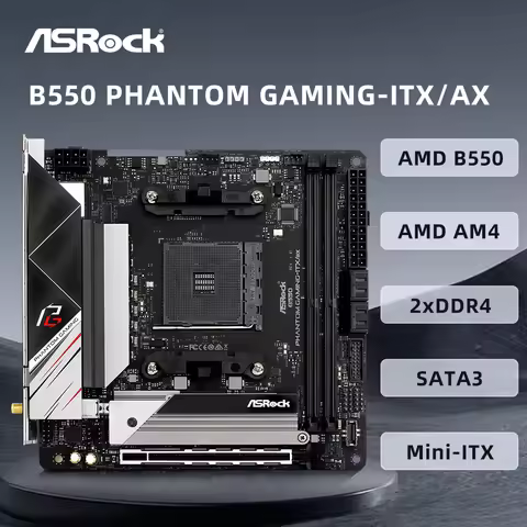 ASRock B550 Phantom Gaming-ITX/ax Motherboard Support 3600X 5600G 5700X 5800X3D 5900X CPU 4xDDR4 64G