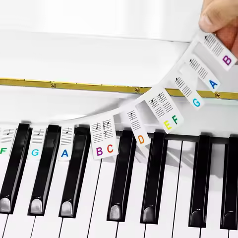 Piano Keyboard Note Labels Removable -88Key Full Size Silicone Piano Key Stickers Guide for Beginner