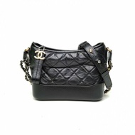 CHANEL GABRIELLE流浪小號20黑色牛皮25開金銀扣肩背包