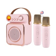 Mini Karaoke Machine Wireless Microphone and Speaker Set with 2 Microphone Rechargeable LED Color Night Light Handheld Mic Karaoke Speaker Gifts for Birthday Party Deskto [ppday]