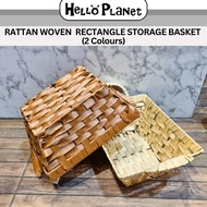 [READY STOCK] Rattan Woven Rectangle Storage Basket 2 Colours | 藤纸绳手提礼篮托盘 | Bakul Hamper Rotan Hanta