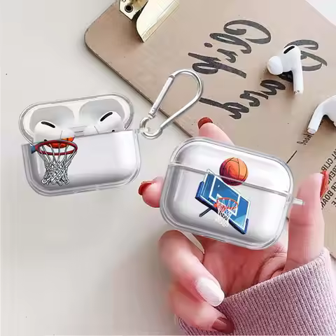 Cartoon Basketball Clear Earphone Cases Cover Case For Airpods 2 Pro3 Pro2 4 3 Pro 1