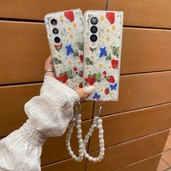 GANTUNGAN Samsung Zfold7 Sunflower Floral Strawberry Butterfly Flower With Chain Hanger hp Casing Fo