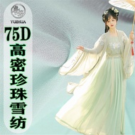 75D Pearl Chiffon Fabric Spot Polyester Hanfu Sun Protection Shirt Scarf Dress Non-Elastic Chiffon Bead Fabric