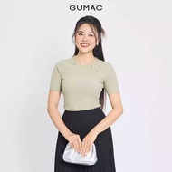 Áo thun nữ xẻ đính nơ thời trang GUMAC LATE1112