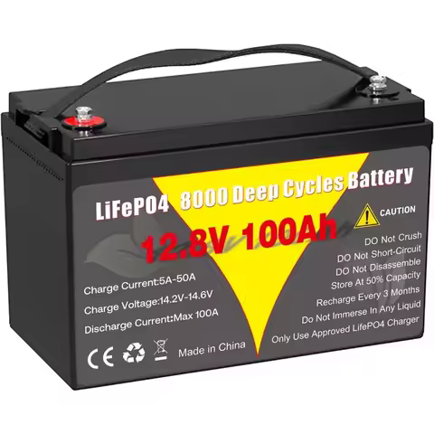 12V 100Ah LiFePO4 Lithium Battery Group 31 with Low-Temp Protection, Built-in 100A BMS, IP65 Waterpr