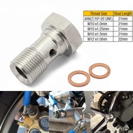 Banjo Bolt Single Stainless Steel 7/16" X 20 UNF, -4 AN JIC / M10 / M12 Adapter Fitting Turbo Brake 