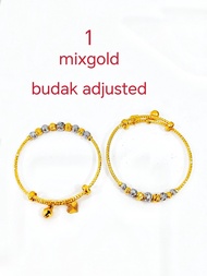 GELANG boba BUDAK ADJUSTED MIXGOLD Emas BANGKOK