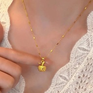 【2026 Upgraded】Gold apple pendant, unique and versatile, high-quality necklace chain, feminine clavi