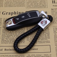 Porsche Car Sign Key buckle 718 911 Panamera Macan Cayenne Braided rope Keychain