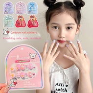 Girls Kids Fake Nails Set Diy Nail Chips Hot Sale Pattern False Nail Stickers Cute H5q3