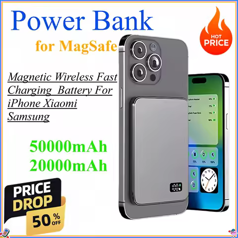 50000mAh 20000mAh Ultra Thin Power Bank for MagSafe,Magnetic Wireless Fast Charging Portable Battery