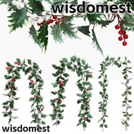 WISDOMEST Artificial Leaves Wreaths, Hanging Wreath Fireplaces Ornaments Christmas Berries Rattan, Gift  Year Xmas Tree 175cm Christmas Garland