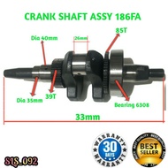 Crank SHAFT ASSY 186FA GENSET (5-6KW) KAMA, KIPOR,, Etc