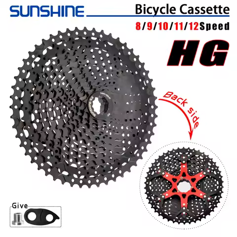 SUNSHINE MTB Cassette 8/9/10/11/12 Speed 40/42/46/50/52T Black K7 Cassette Sprocket for SHIMANO HG S