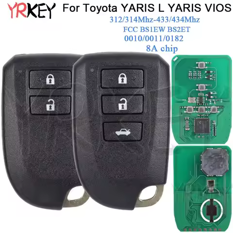 Car Key Case Fob for Toyota YARIS VIOS YARIS L 0010/0011/0182 Model 8A Chip P4 39 312/314/433/434mhz
