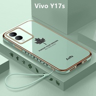 Casing Vivo Y17s Case Maple Leaves Plating Cover Soft TPU Phone Case Vivo Y17s