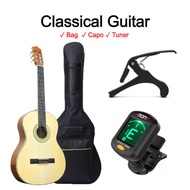 CAESAR (G-396) Full Size Classical Nylon Guitar With Accessories Set (Bag, Capo, Tuner) 39" Guitar C