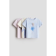 H&M Printed T-Shirt Pack Of 3 Fro zen Size 2-4 Years/4-6 Years