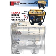 Izuki Diesel Welder Generator 200AMP/2KW Open Type SDG200EW