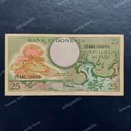 Uang Kertas 25 Rupiah Seri Bunga/Burung tahun 1959 -9030