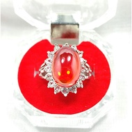 926 SILVER WOMEN'S RING WITH ORANGE GEM SAPPHIRE PAPARCHA ELEGANT LOOK