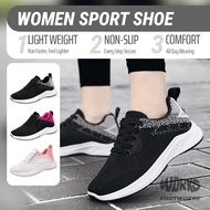 Kasut Sukan Perempuan Ringan Running Jogging Sport Shoes Women Kasuk Hitam Putih Joging Murah Peremp