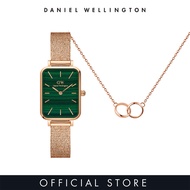 Daniel Wellington Gift Set - Quadro 20x26mm Pressed Melrose Rose gold Green + Elan Unity Necklace Ro