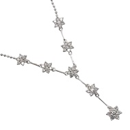 Flower Necklace, Y-shaped, Pt850 Platinum x Pt900 Platinum x Diamond D1.07, Flower Design, Approx. 5