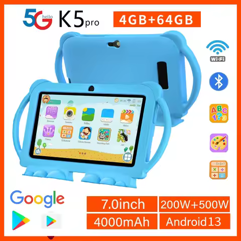 BDF K5 pro 7-inch Kids Tablet Cartoon Kids-Proof Case 5G WiFi Google Learning Education Tablet PC 4G