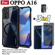 3 in 1 OPPO A16 เคสโทรศัพท์กันกระแทกแม่เหล็กสติกเกอร์ชาร์จไร้สายสําหรับ OPPO A17 A17K A15 A18 A38 A6