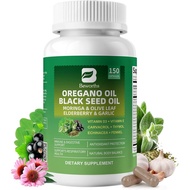 Oil of Oregano with Black Seed Oil - Oregano Oil Capsules Organic | Moringa, Garlic, Olive, Elderber