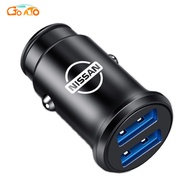 GTIOATO Car Charger Fast Charging Dual USB 12-24V Phone Charger For Nissan Note GTR Qashqai Serena NV350 Kicks Sylphy NV200 X Trail Teana Elgrand