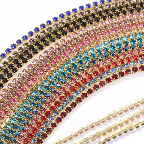 XiChuan 1 Yard 15 Colors Braid With Rhinestones And Decorations Chain For Needlework Sewing Accessor