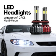 H3 Car Headlights 2PCS H1 H4 H7 H11 3-Color LED 6 Sides Waterproof