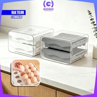 GOGO-C410 2-Tier Egg Storage Box Organizer 2-Tier Egg Rack/ Egg Storage Box Multipurpose Rack