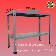 RAK BESI 2 SUSUN UNIVERSAL SERBAGUNA / MEJA KOMPOR AQUARIUM TV TAMU