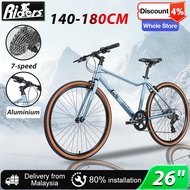 AENXRD 26 Inch 7 Speed Mountain Bike High Carbon Steel Frame Basikal Dewasa for Men Women Student Fa